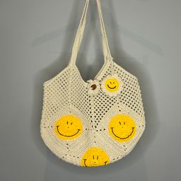 Smiley Tote Bag with Wide Base (L)