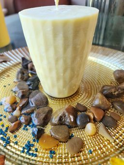 Diamond Cup Cream Candle 4" Tall