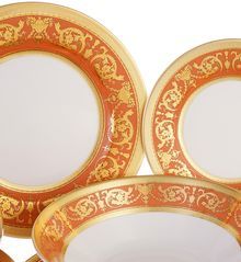 Stol xizmati Falkenporzellandan CONSTANZA IMPERIAL SALMON GOLD 6 kishilik, 64 dona