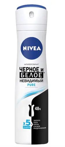 Nivea ayollar deodoranti qora va oq ko'rinmas Pure 150ml