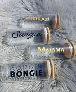 Smoothie Glass with Bamboo lid and glass Straw