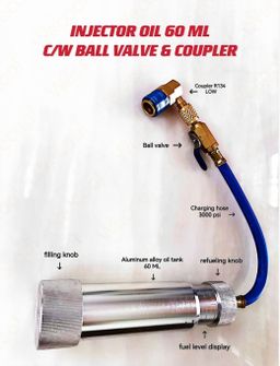 INJECTOR OIL 60ML WITH BALL VALVE & COUPLER