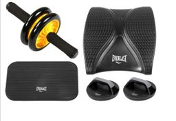 Everlast Strength Set - Push Up Bars, Double Ab Wheel, Ab Mat & Knee Pad