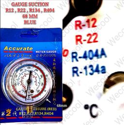 GAUGE SUCTION - R12, R22, R134, R404 - 68MM (BLUE)