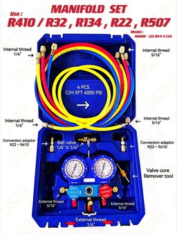 MANIFOLD SET - R410 / R32 , R134 , R22 , R507 (MODEL: AB68B - C22 B1/4 V C44)