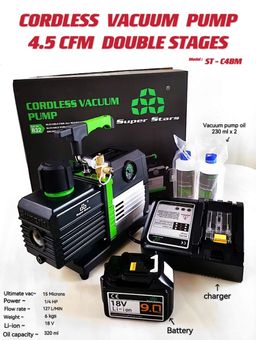 CORDLESS VACUUM PUMP 4.5 CFM DOUBLE STAGES (MODEL: ST-C4BM)