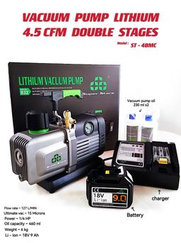 VACUUM PUMP LITHIUM 4.5 CFM DOUBLE STAGES (MODEL: ST-4BMC)