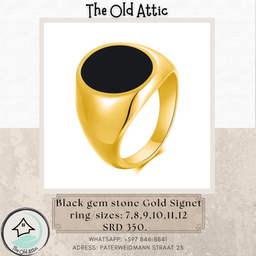 black gemstone gold signet ring 