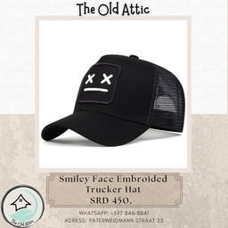smiley face embroided trucker hat
