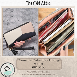 women color block long wallet 
