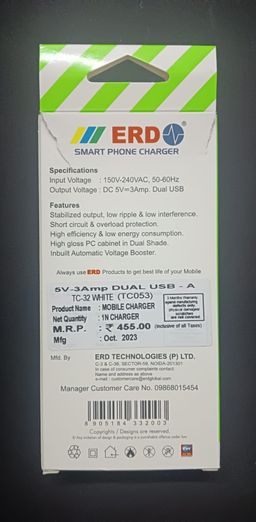 ERD TC-32 3Amp. Dual USB Mobile Charger (Dock Only)