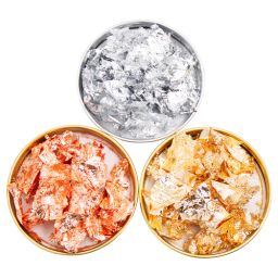 Imitation Gold Silver Copper Foil Leaf Flake Sheets Bulk Foil Paper for DIY Nail Art Decor - Set of 3