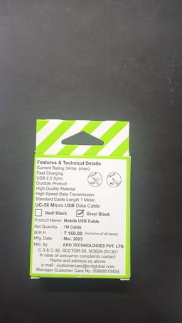 ERD UC-58 Braided Micro USB Cable 1 Meter Black