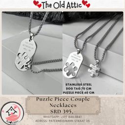 Puzzle piece couple necklace 