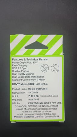 ERD UC-52 2 Metre Micro USB Cable White