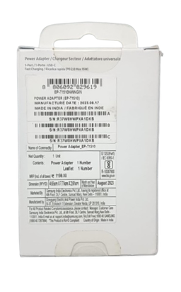 Samsung 15W PD Charger White Color (100% Original With GST Bill)