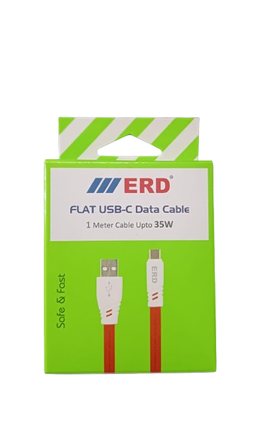 ERD UC-65 Flat Type-C Cable 1 Meter Cable Upto 35W (Red)