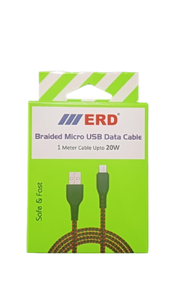 ERD UC-58 Braided Micro USB Cable 1 Meter Cable Upto 20W (Red/Black)