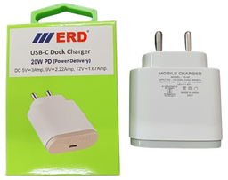 ERD TC-49 3Amp. 20Watt Power Delivery USB-C Charger White Color