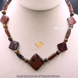  قلادة ماهوجني جاسبر وعين النمر 