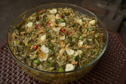 ဗေဒါရွှေကြာ လက်ဖက်နှပ် ပဲကြော်