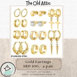 Stainless steel gold earring 