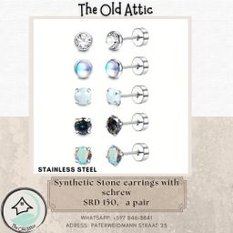 Synthetic stone earrings w schrew 