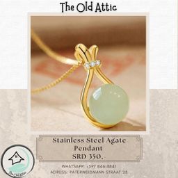 Stainless steel agate pendant necklace 