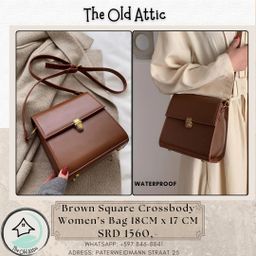 Brown square crossbody bag 18x17 cm 