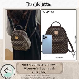 Mini geometric brown women’s backpack 