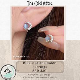 Blue star and moon earrings 