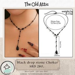 Black drop stone choker 