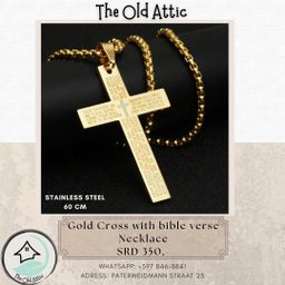 Gold cross w bible verse 