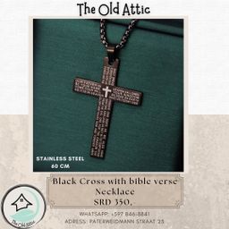 Black cross with bible verse 