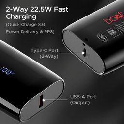 BoAt EnergyShroom PB300 Air 10000 mAh 22.5 W Pocket Size Power Bank (Carbon Black)