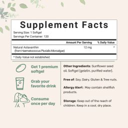 Astaxanthin 12mg, 120 softgels