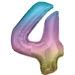 Number 4 Pastel Rainbow Amscan SuperShape Foil Balloons