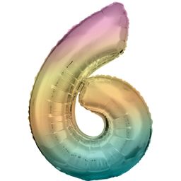 Number 6 Pastel Rainbow Amscan SuperShape Foil Balloons