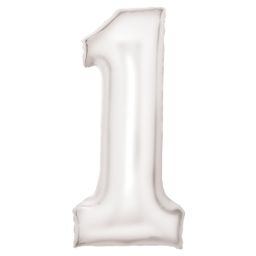 Number 1 Silk White Amscan SuperShape Foil Balloons