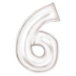 Number 6 Silk White Amscan SuperShape Foil Balloons