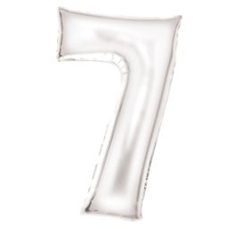 Number 7 Silk White Amscan SuperShape Foil Balloons