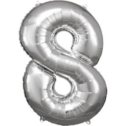 Number 8 Silver Amscan SuperShape Foil Balloons