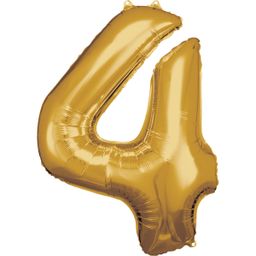 Number 4 Gold Amscan SuperShape Foil Balloons