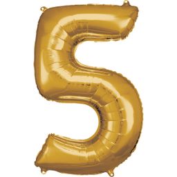 Number 5 Gold Amscan SuperShape Foil Balloons