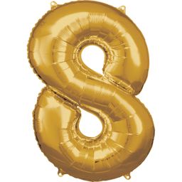 Number 8 Gold Amscan SuperShape Foil Balloons