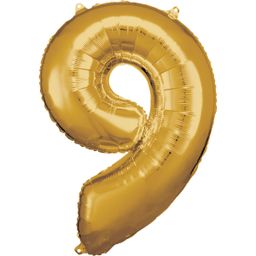 Number 9 Gold Amscan SuperShape Foil Balloons