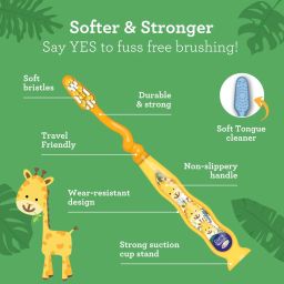 FUN ANIMALS KIDS' TOOTHBRUSH WITH SUCTION CUP (4-PACK)