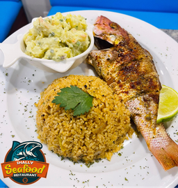 Lunch Special - Snapper with Cajun Rice & Potato Salad