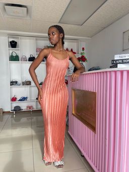 Peach slim fit maxi