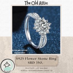S925 flower stone ring